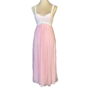 Vintage Mary Barron Pink Nightgown Lace Overlay Bodice Build in Bra Pads Size 34